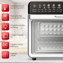 TurboTronic Multi-Smart-Ofen - 16in1 Heißluftofen & Heißluftfritteuse 2200W Power 34L bis 0,5kg Pommes Mini-Backofen mit Dörrfunktion 40-350°C Grill Airfryer Dörrautomat Pizzaofen mit Pizzastein