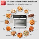 TurboTronic Multi-Smart-Ofen - 16in1 Heißluftofen & Heißluftfritteuse 2200W Power 34L bis 0,5kg Pommes Mini-Backofen mit Dörrfunktion 40-350°C Grill Airfryer Dörrautomat Pizzaofen mit Pizzastein