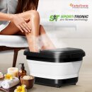 SportTronic Fußsprudelbad – FBM10 – faltbares Fußmassagegerät, 500 W, Wärme-, Sprudel- und Vibrationsfunktion, 3 Temperaturstufen, 6 Massagerollen, LED-Display