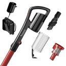 TurboTronic 120W Akku Staubsauger mit LASER-LED 11000 reale PA Saugkraft, 3 Stufen, 40 min Handstaubsauger Stiel Bodenstaubsauger beutellos, Parkett Tierhaare