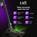 TurboTronic 120W Akku Staubsauger mit LASER-LED 11000 reale PA Saugkraft, 3 Stufen, 40 min Handstaubsauger Stiel Bodenstaubsauger beutellos, Parkett Tierhaare