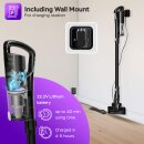 TurboTronic 120W Akku Staubsauger mit LASER-LED 11000 reale PA Saugkraft, 3 Stufen, 40 min Handstaubsauger Stiel Bodenstaubsauger beutellos, Parkett Tierhaare