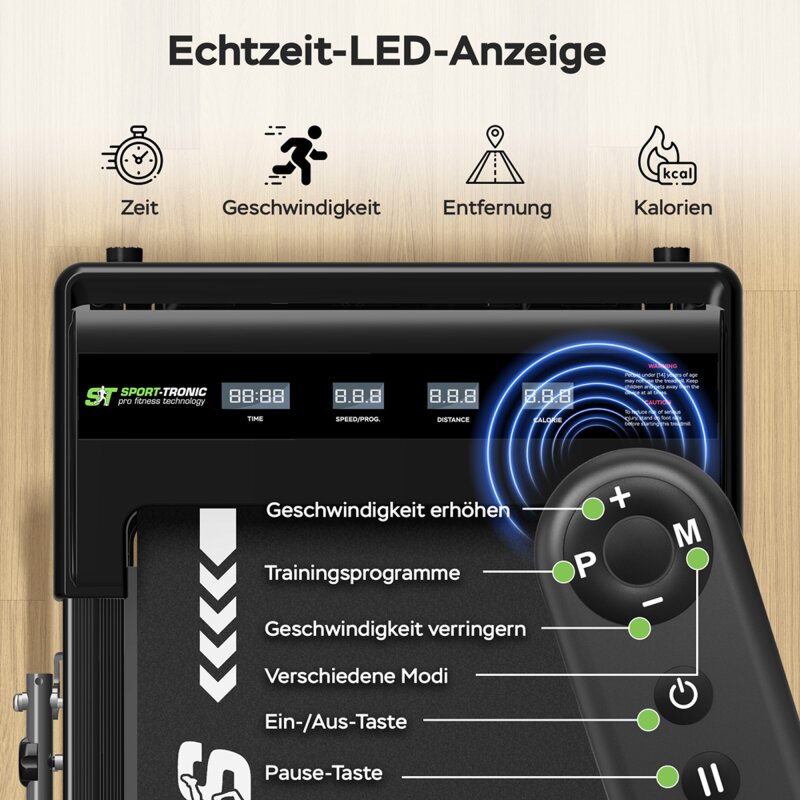 CARE FITNESS Laufband Jog Runner – Faltbar, Bis 18 Km/h, 18 Neigungsstufen, 25 Programme