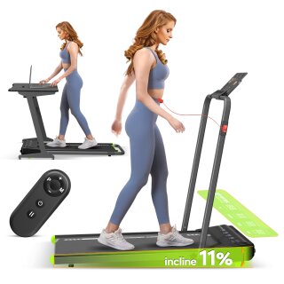Cardio Laufband & Cardiotrainer bis 10 km/h, 2 Steigungsstufen, 6 Programme, LED-Display & Tablet-Halterung, bis 120 kg, klappbares Walking Pad für Zuhause & Büro, Geh und Jogginggerät