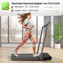 Cardio Laufband & Cardiotrainer bis 10 km/h, 2 Steigungsstufen, 6 Programme, LED-Display & Tablet-Halterung, bis 120 kg, klappbares Walking Pad für Zuhause & Büro, Geh und Jogginggerät