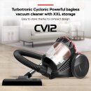 TurboTronic Zyklon Staubsauger CV12 – brachiale 18kPa Saugkraft 700W ohne Beutel, inkl. Parkettdüse & 2x HEPA-Filter, kleiner Trockensauger für Parkett, Tierhaare & Hundehaare, beutellos Bodenstaubsauger