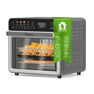 TurboTronic Multi-Smart-Ofen - 19in1 Heißluftofen & Heißluftfritteuse 2100W Power 34L bis 0,5kg Pommes Mini-Backofen mit Dörrfunktion 40-230°C Grill Airfryer Dörrautomat