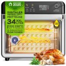 TurboTronic Multi-Smart-Ofen - 19in1 Heißluftofen & Heißluftfritteuse 2100W Power 34L bis 0,5kg Pommes Mini-Backofen mit Dörrfunktion 40-230°C Grill Airfryer Dörrautomat