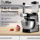 TurboTronic Küchenmaschine 2000W mit Fleischwolf und Standmixer-Aufsatz inkl. 1,5L Glas-Behälter, 5L Edelstahl-Rührschüssel Knetmaschine Rührmaschine für Brotteig