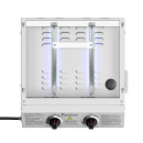 TurboTronic Gasgrill - BBQ6 - Tisch-Gasgrill mit Edelstahl-Plancha 46 × 40 cm, 2 × 3,15 kW Brenner (6,3 kW), Plancha-Grillplatte, Piezo-Zündung, Fettauffangsystem, Campinggrill