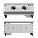 TurboTronic Gasgrill - BBQ6 - Tisch-Gasgrill mit Edelstahl-Plancha 46 × 40 cm, 2 × 3,15 kW Brenner (6,3 kW), Plancha-Grillplatte, Piezo-Zündung, Fettauffangsystem, Campinggrill