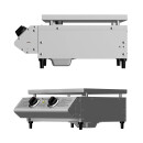 TurboTronic Gasgrill - BBQ6 - Tisch-Gasgrill mit Edelstahl-Plancha 46 × 40 cm, 2 × 3,15 kW Brenner (6,3 kW), Plancha-Grillplatte, Piezo-Zündung, Fettauffangsystem, Campinggrill