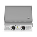 TurboTronic Gasgrill - BBQ6 - Tisch-Gasgrill mit Edelstahl-Plancha 46 × 40 cm, 2 × 3,15 kW Brenner (6,3 kW), Plancha-Grillplatte, Piezo-Zündung, Fettauffangsystem, Campinggrill
