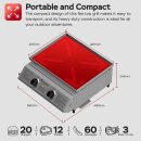 TurboTronic XXL Profi Gasgrill 46 × 40 cm Edelstahl Grillplatte 6,3 kW (2×3,15 kW Brenner) mit Turbo-Funktion für perfekte Smash Burger Plancha Griddle Camping BBQ