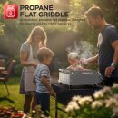 TurboTronic XXL Profi Gasgrill 46 × 40 cm Edelstahl Grillplatte 6,3 kW (2×3,15 kW Brenner) mit Turbo-Funktion für perfekte Smash Burger Plancha Griddle Camping BBQ