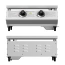 TurboTronic XXL Profi Gasgrill 46 × 40 cm Edelstahl Grillplatte 6,3 kW (2×3,15 kW Brenner) mit Turbo-Funktion für perfekte Smash Burger Plancha Griddle Camping BBQ