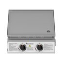 TurboTronic XXL Profi Gasgrill 46 × 40 cm Edelstahl Grillplatte 6,3 kW (2×3,15 kW Brenner) mit Turbo-Funktion für perfekte Smash Burger Plancha Griddle Camping BBQ