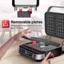 TurboTronic 2000W Kontaktgrill Waffeleisen für belgische Waffeln Platten wechselbar 180°C Öffnung Sandwich Tischgrill Paninis Burger Sandwichmaker Waffelmaker Sandwichtoaster