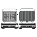 TurboTronic 2in1 Kontaktgrill wechselbare Grill- & Waffelplatten, LCD Display, digital, 180° Öffnung, Paninimaker, Elektrogrill, Tischgrill, Steak- & Burgergrill, Sandwichtoaster, Waffeleisen