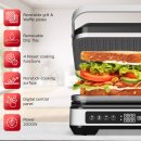 TurboTronic 2in1 Kontaktgrill wechselbare Grill- & Waffelplatten, LCD Display, digital, 180° Öffnung, Paninimaker, Elektrogrill, Tischgrill, Steak- & Burgergrill, Sandwichtoaster, Waffeleisen