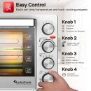 TurboTronic 30 Liter Minibackofen mit Umluft und Drehspieß, Edelstahl, inkl. 2x Backblech, 1500W Mini Tisch Backofen Camping Pizzaofen Klein/Groß Kompakt Ofen mit Timer & Innenbeleuchtung