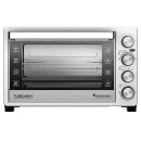 TurboTronic 30 Liter Minibackofen mit Umluft und Drehspieß, Edelstahl, inkl. 2x Backblech, 1500W Mini Tisch Backofen Camping Pizzaofen Klein/Groß Kompakt Ofen mit Timer & Innenbeleuchtung