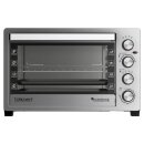 TurboTronic 38 Liter Minibackofen mit Umluft und Drehspieß, Edelstahl, inkl. 2x Backblech, 2000W Mini Tisch Backofen Camping Pizzaofen Klein/Groß Kompakt Ofen mit Timer & Innenbeleuchtung