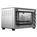 TurboTronic 45 Liter Minibackofen mit Umluft und Drehspieß, Edelstahl, inkl. 2x Backblech, 2000W Mini Tisch Backofen Camping Pizzaofen Klein/Groß Kompakt Ofen mit Timer & Innenbeleuchtung