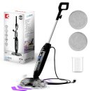TurboTronic Dampfmopp Scheuermopp 1200W Dampfreiniger mit 2 rotierenden Power-Pads, 400ml Tank, 2 Dampfstufen, entfernt 99,9 % Bakterien, Bodenreiniger für Fliesen Laminat Holz