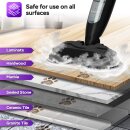 TurboTronic Dampfmopp Scheuermopp 1200W Dampfreiniger mit 2 rotierenden Power-Pads, 400ml Tank, 2 Dampfstufen, entfernt 99,9 % Bakterien, Bodenreiniger für Fliesen Laminat Holz