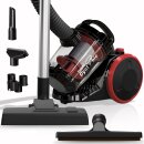 TurboTronic Zyklon Staubsauger CV07 - brachiale 19kPa Saugkraft 700W ohne Beutel kleiner Trockensauger für Parkett Tierhaare Hundehaare beutellos Bodenstaubsauger SCHWARZ/ROT