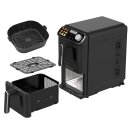 TurboTronic Heißluftfritteuse XXL – 11 L vertikale Doppelkammer Heißluftfritteuse 2 × 5,5 L DualZone, platzsparendes Double-Stack-Design AirFryer inkl. Silikoneinlagen, fettarmes Frittieren ohne Öl, schwarz