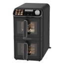 TurboTronic Heißluftfritteuse XXL – 11 L vertikale Doppelkammer Heißluftfritteuse 2 × 5,5 L DualZone, platzsparendes Double-Stack-Design AirFryer inkl. Silikoneinlagen, fettarmes Frittieren ohne Öl, schwarz
