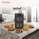 TurboTronic Heißluftfritteuse XXL – 11 L vertikale Doppelkammer Heißluftfritteuse 2 × 5,5 L DualZone, platzsparendes Double-Stack-Design AirFryer inkl. Silikoneinlagen, fettarmes Frittieren ohne Öl, schwarz