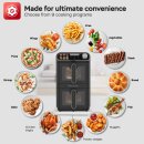 TurboTronic Heißluftfritteuse XXL – 11 L vertikale Doppelkammer Heißluftfritteuse 2 × 5,5 L DualZone, platzsparendes Double-Stack-Design AirFryer inkl. Silikoneinlagen, fettarmes Frittieren ohne Öl, schwarz