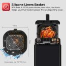 TurboTronic Heißluftfritteuse XXL – 11 L vertikale Doppelkammer Heißluftfritteuse 2 × 5,5 L DualZone, platzsparendes Double-Stack-Design AirFryer inkl. Silikoneinlagen, fettarmes Frittieren ohne Öl, schwarz