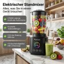 TurboTronic Standmixer - BG7 - 2100 Watt mit 2,0 L Glasbehälter Edelstahl, Glas Smoothie Mixer / Maker Ice Crush Funktion Milchshaker Blender BPA FREI
