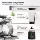 TurboTronic Standmixer - BG7 - 2100 Watt mit 2,0 L Glasbehälter Edelstahl, Glas Smoothie Mixer / Maker Ice Crush Funktion Milchshaker Blender BPA FREI