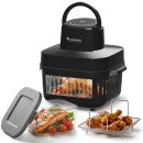 TurboTronic Heißluftfritteuse 6  L - AFG6 - 1600 W Glas Airfryer – Digitale Heißluft Fritteuse 50–180 °C 7 Programme Touch-Display Air Fryer Heißluftofen BPA-frei
