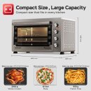 TurboTronic XXL Tischbackofen - EVS60 - 60 Liter mit Umluft und Drehspieß, Edelstahl, inkl. 2x Backblech, 2500W Elektrobackofen XL Kompakt Ofen mit Timer & Innenbeleuchtung