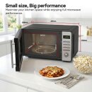 TurboTronic TT-MW20 Digitale Mikrowelle | 700W 20L Edelstahl-Look | 5 Leistungsstufen, 8 Automatikprogramme, Schnellstart, LED-Display & Kindersicherung
