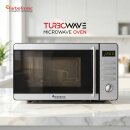 TurboTronic TT-MW20 Digitale Mikrowelle | 700W 20L Edelstahl-Look | 5 Leistungsstufen, 8 Automatikprogramme, Schnellstart, LED-Display & Kindersicherung
