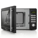 TurboTronic TT-MW20 Digitale Mikrowelle | 700W 20L Edelstahl-Look | 5 Leistungsstufen, 8 Automatikprogramme, Schnellstart, LED-Display & Kindersicherung
