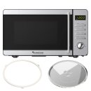 TurboTronic TT-MW20 Digitale Mikrowelle | 700W 20L Edelstahl-Look | 5 Leistungsstufen, 8 Automatikprogramme, Schnellstart, LED-Display & Kindersicherung