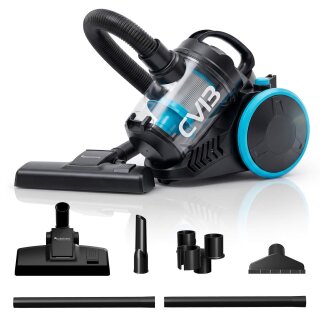 TurboTronic Zyklon-Staubsauger – TT-CV13 – beutelloser Bodenstaubsauger, 700 W, 18 kPa Saugkraft, 2,5-l-Staubbehälter, HEPA-Filter, 16 m Aktionsradius, Schwarz/Blau