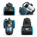 TurboTronic Zyklon-Staubsauger – TT-CV13 – beutelloser Bodenstaubsauger, 700 W, 18 kPa Saugkraft, 2,5-l-Staubbehälter, HEPA-Filter, 16 m Aktionsradius, Schwarz/Blau