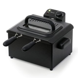 TurboTronic Doppelkorb-Fritteuse – TT-DF3 – 5 l Ölvolumen, 2200 W, 90–190 °C, 2 Frittierkörbe, Sichtfenster, Kaltzone, zerlegbar, Schwarz