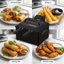 TurboTronic Doppelkorb-Fritteuse – TT-DF3 – 5 l Ölvolumen, 2200 W, 90–190 °C, 2 Frittierkörbe, Sichtfenster, Kaltzone, zerlegbar, Schwarz
