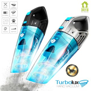 TurboTronic Akku Handstaubsauger - TT-LUX-400 - kabelloser Nass- & Trockensauger 14,8V 100W Zyklon, beutellos, stark, inkl. Wandhalterung Schwarz