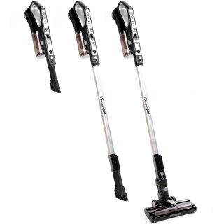 TurboTronic 22.2 V Akku Staubsauger VS-280  LI-ION Multi-Zyklon mit rotierender Bodenbürste Handstaubsauger Stiel Akku Sauger Bodensauger Schwarz